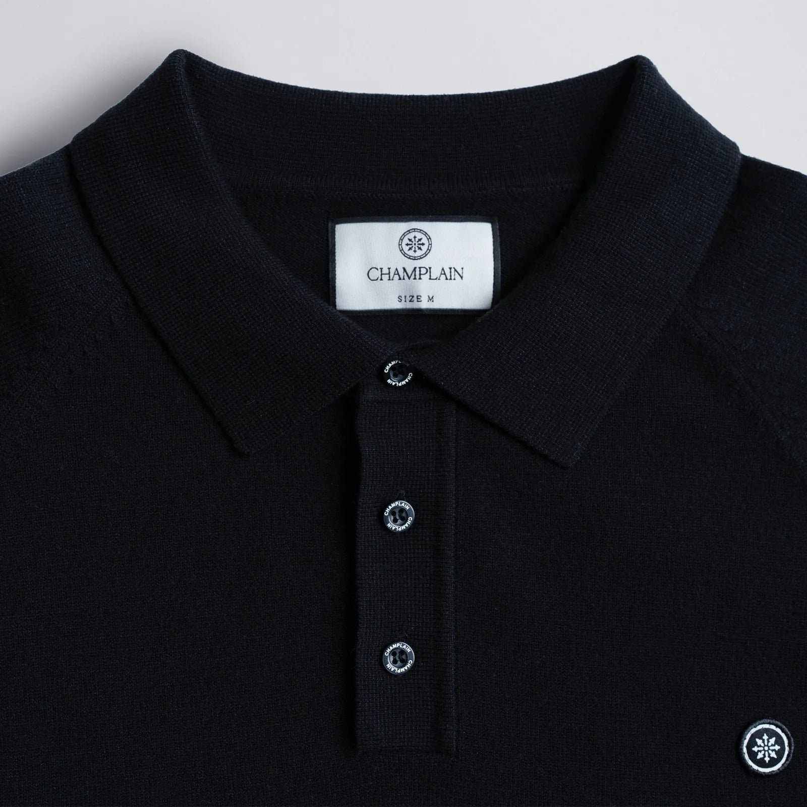 Long Sleeve Knit Polo - Black
