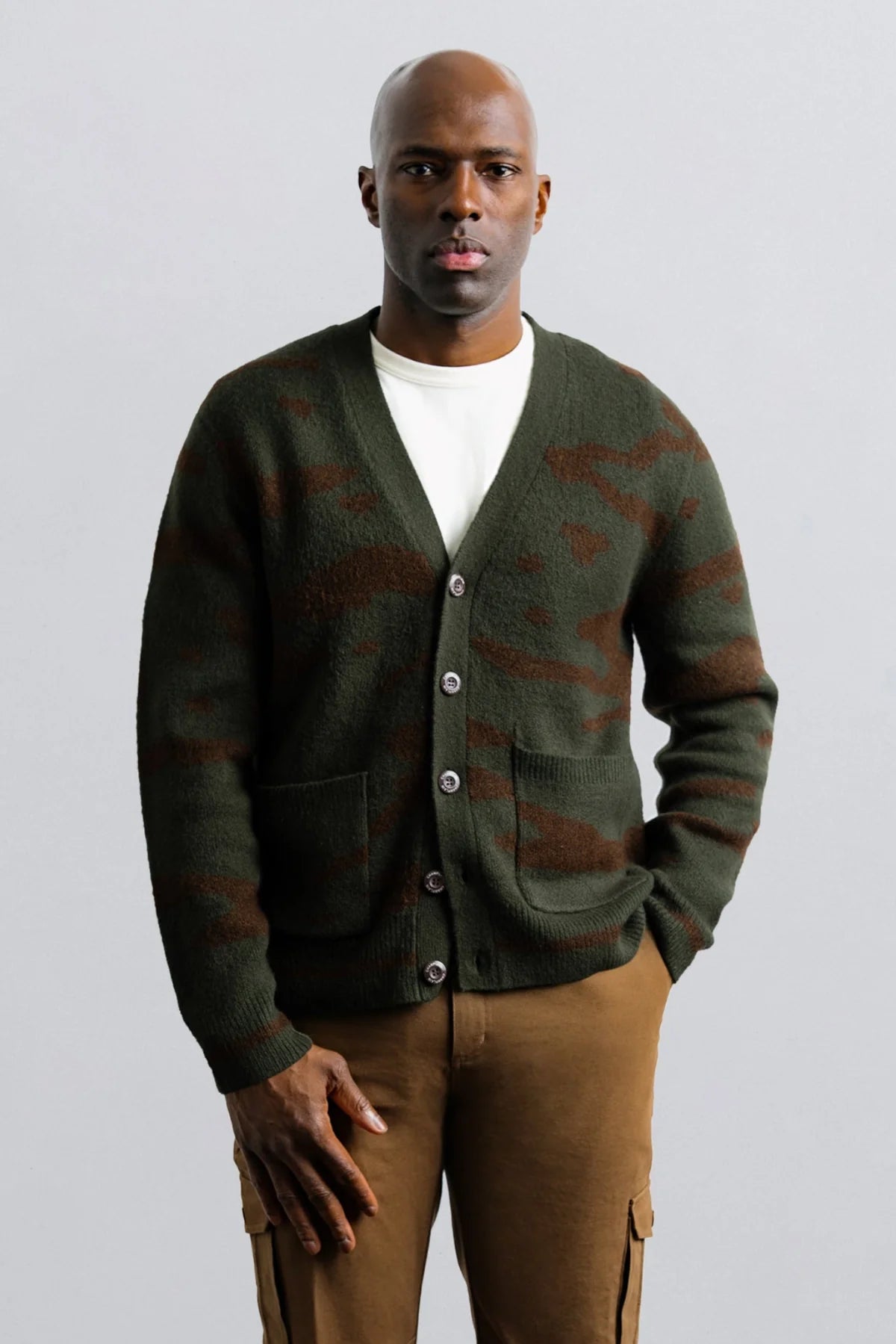 Mohair Tiger Cardigan - Olive