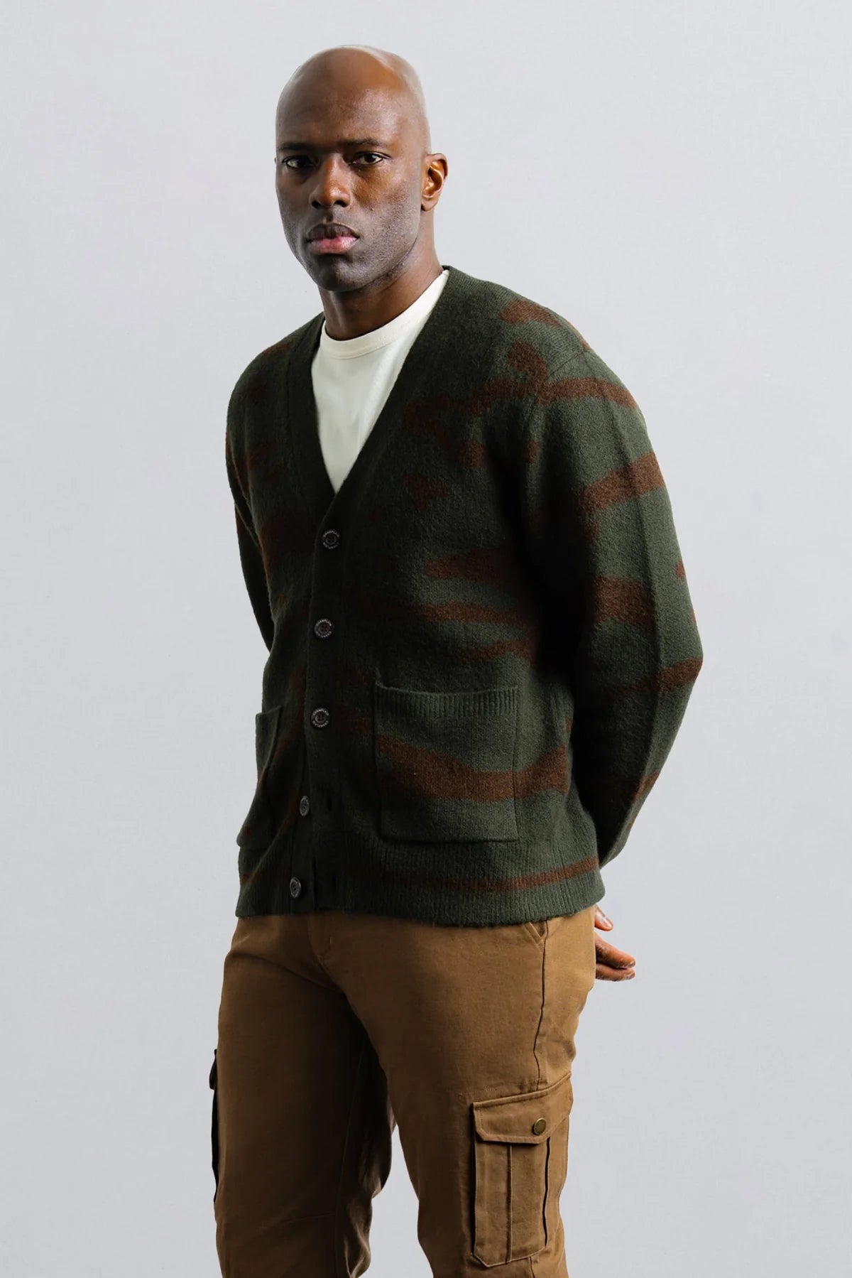 Mohair Tiger Cardigan - Olive