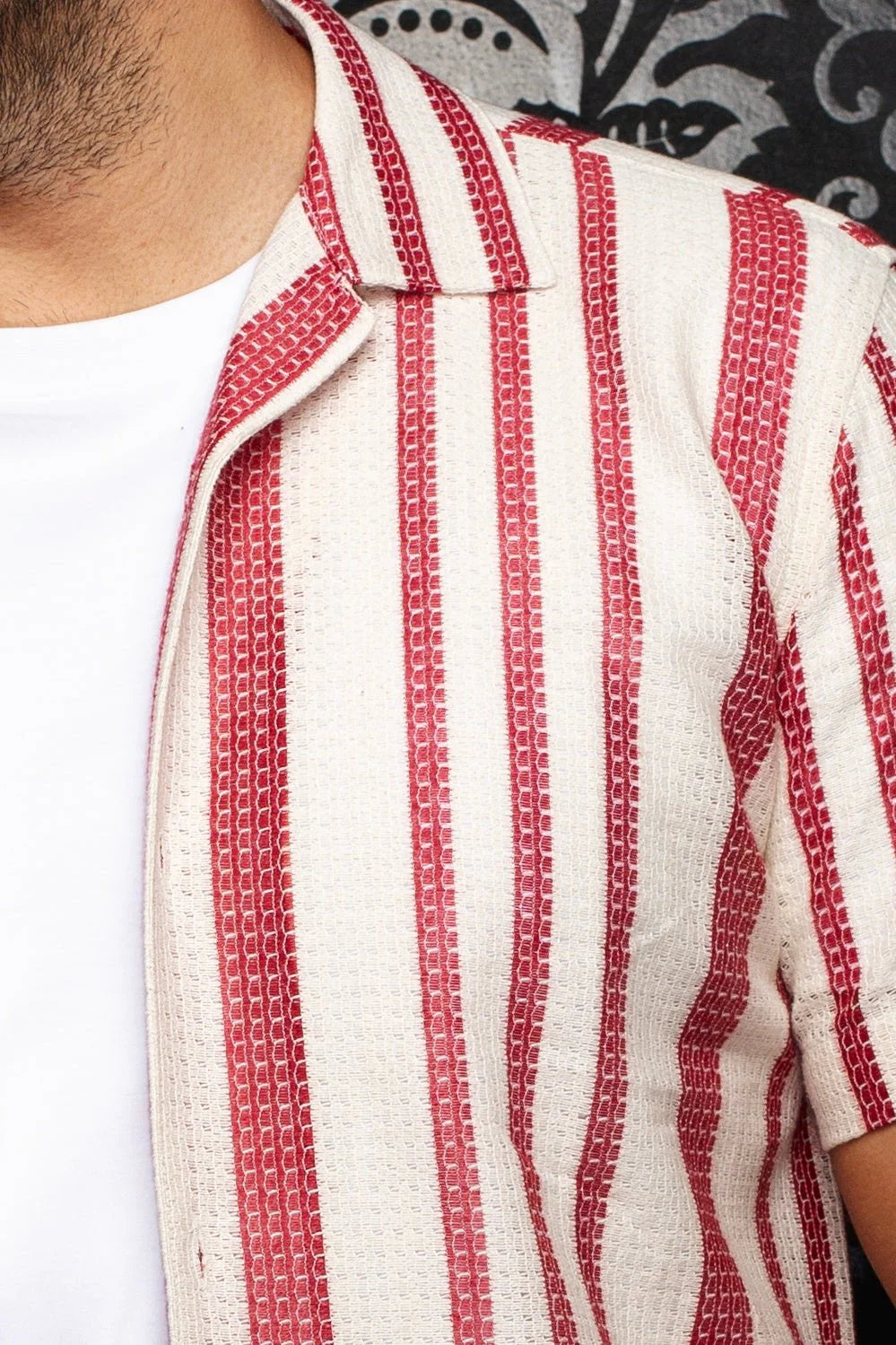 OPEN-COLLAR Shirt | RAJ-T, Stone Cabernet