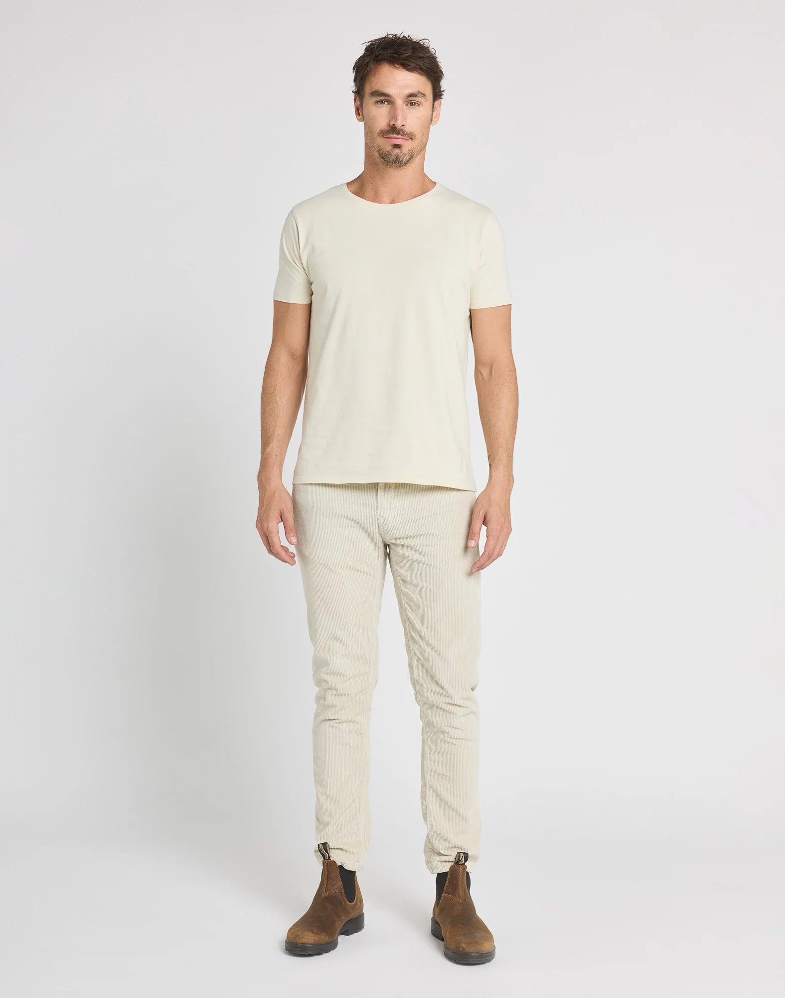 Regular Velvet Trousers - Bone white - Corduroy