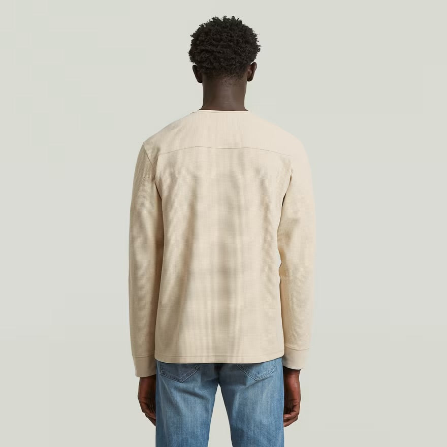 Structured Tweeter Grandad Long Sleeve T-Shirt - Whitebait