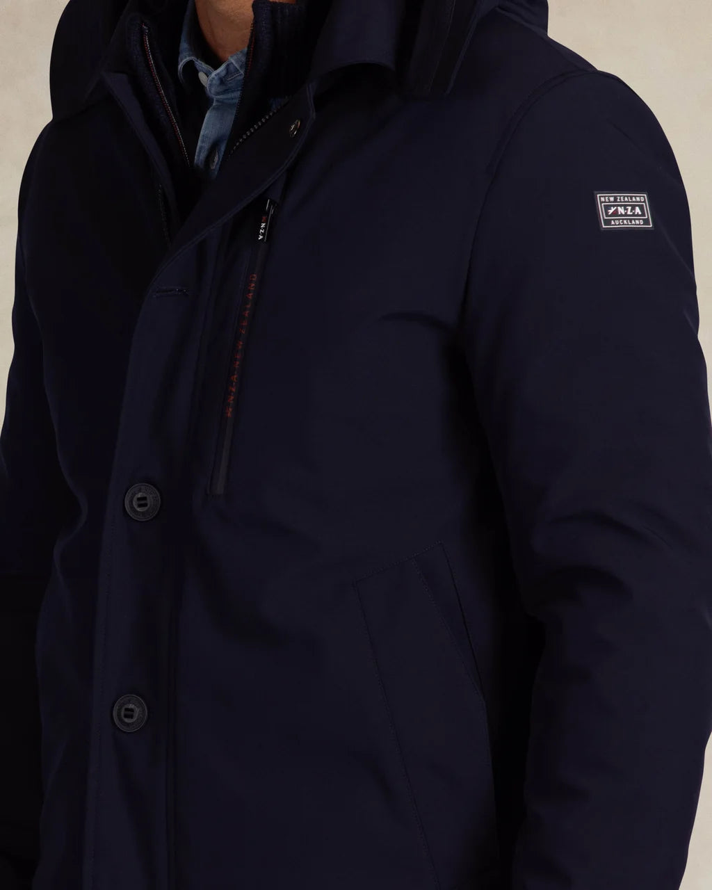 Stretch Jacket with Detachable Hood - Dark Blue