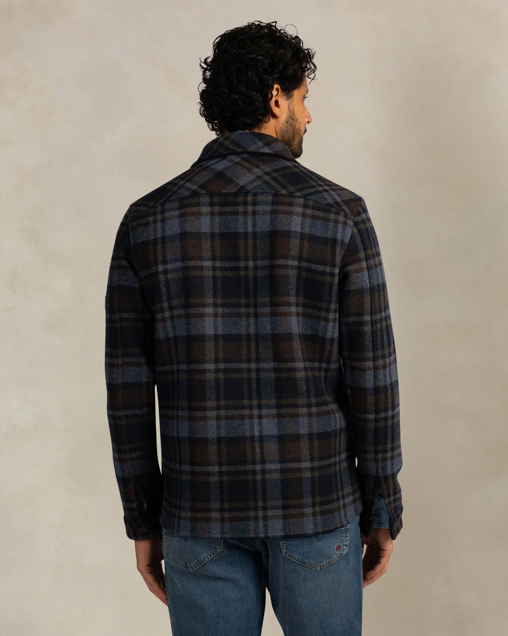 Lined Wool Shirt- Dark Blue