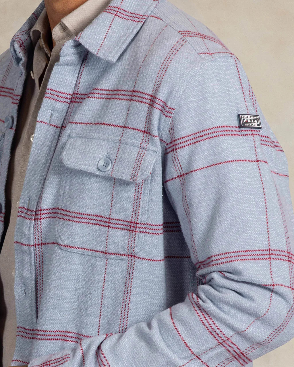 Plaid 100% Cotton Overshirt - Light Blue