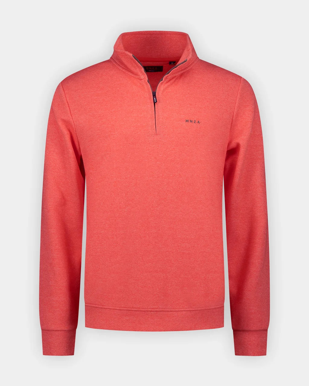 Cotton Quarter Zip Sweatshirt - Red Tide Melange