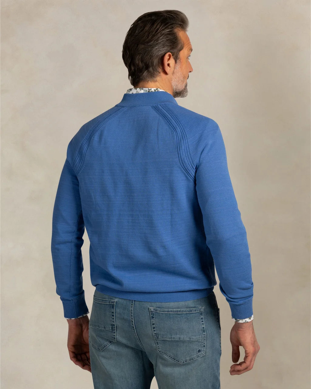 Cotton Quarter Zip Pullover - Blue