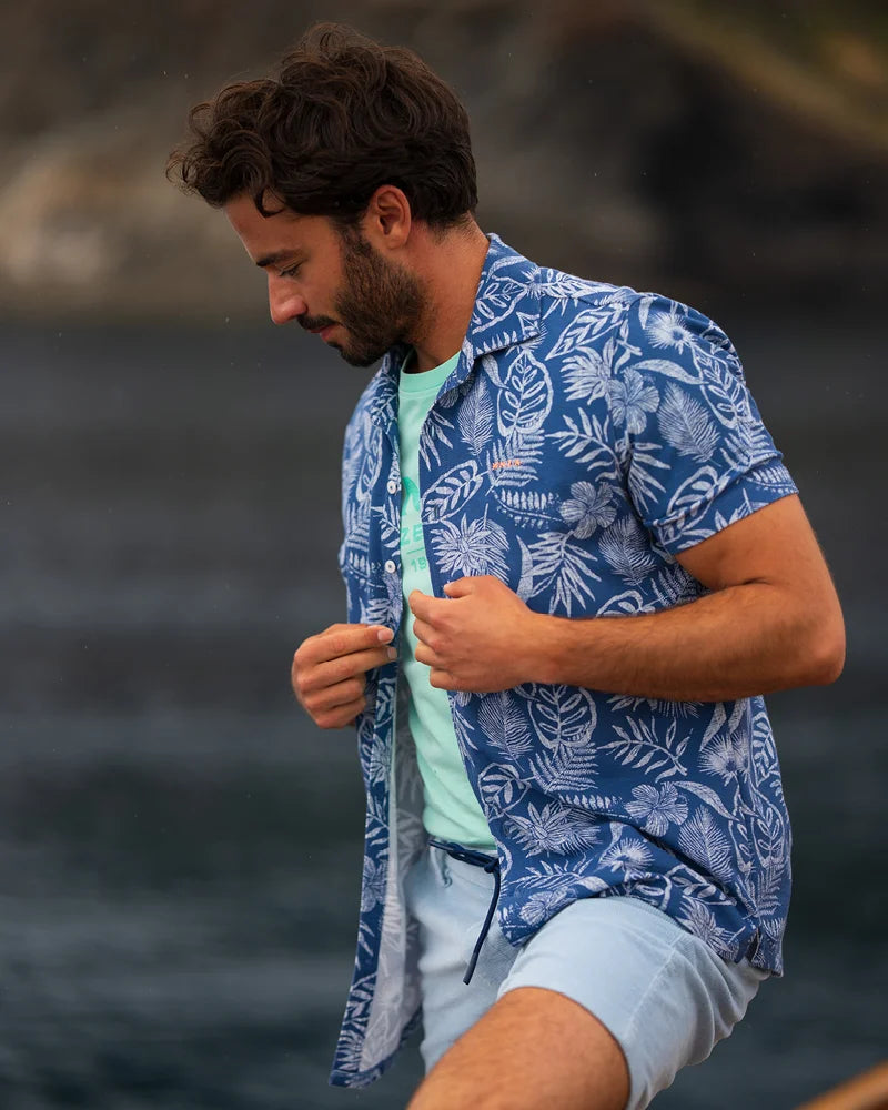 Piqué Short Sleeve Shirt - Blue