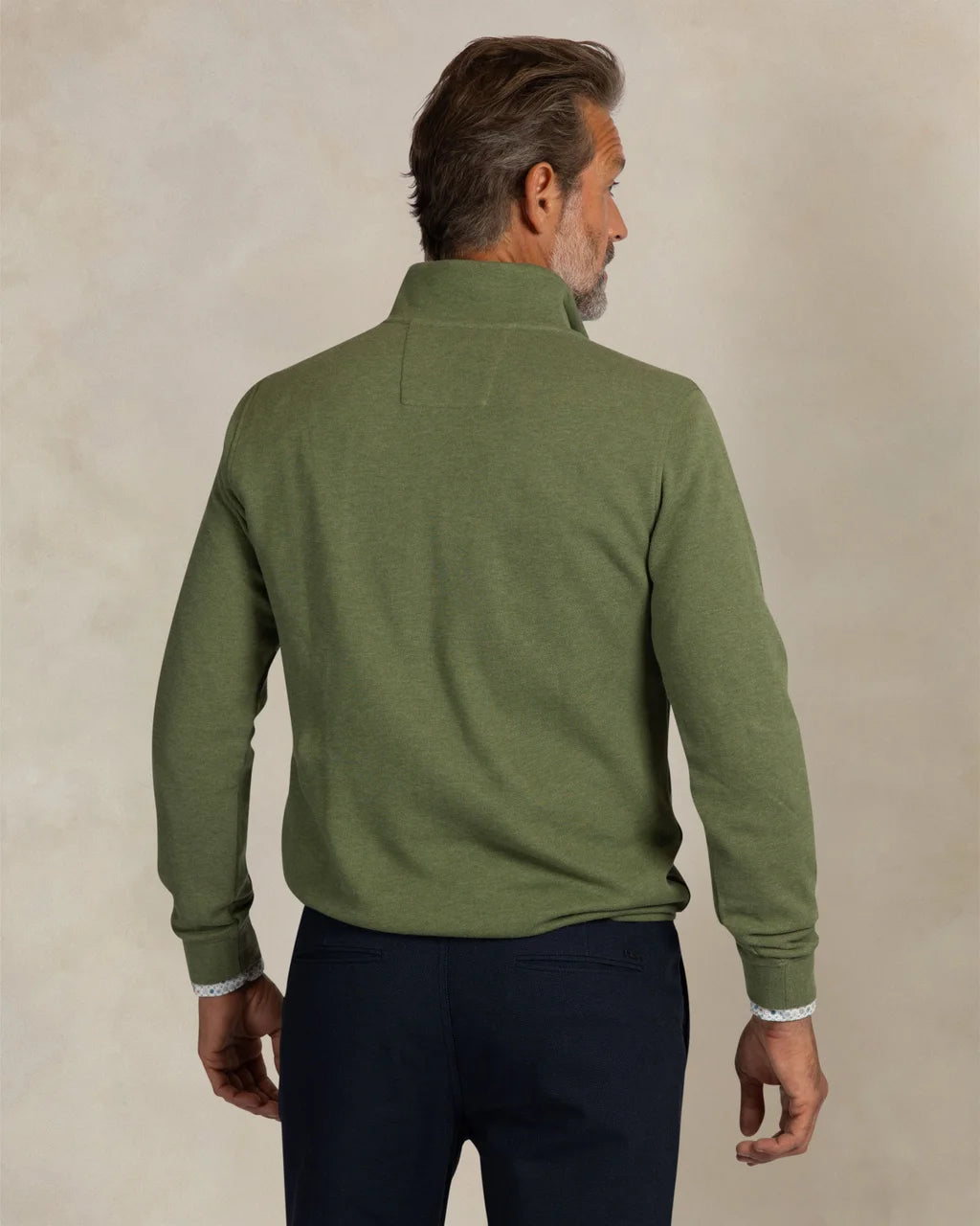 Cotton Piqué Quarter Zip Knit - Green
