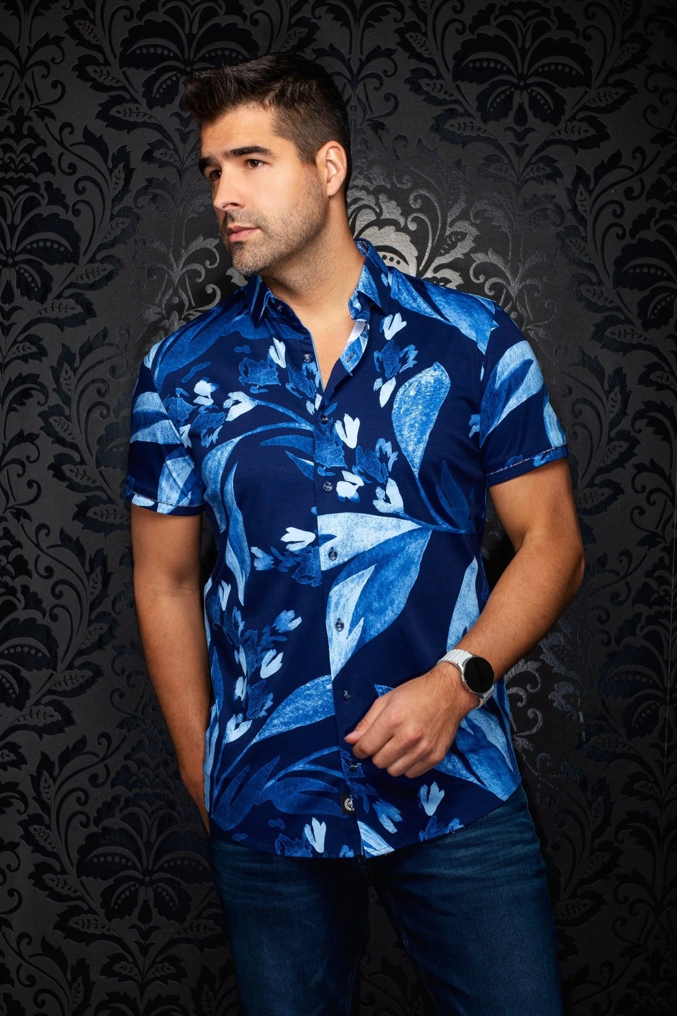 STRETCH SHORT SLEEVES DEW, NAVY