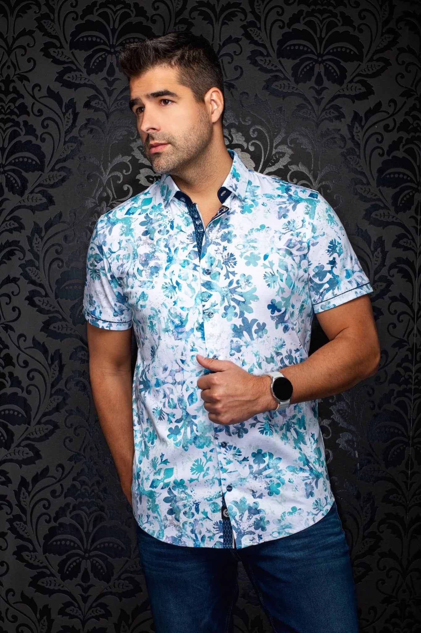 STRETCH SHORT SLEEVES TAVIRA, Turquoise