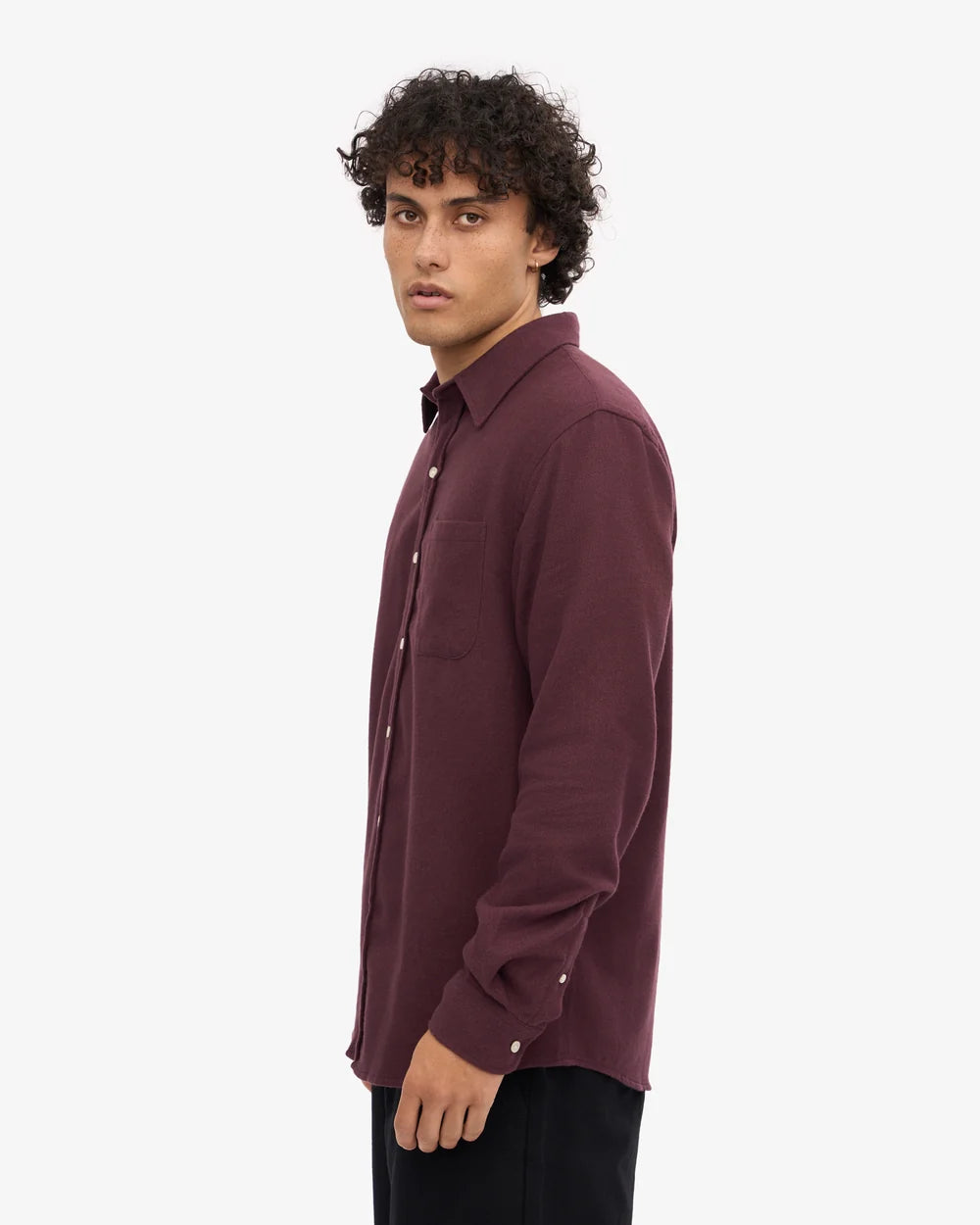 Organic Flannel Shirt - Oxblood Red