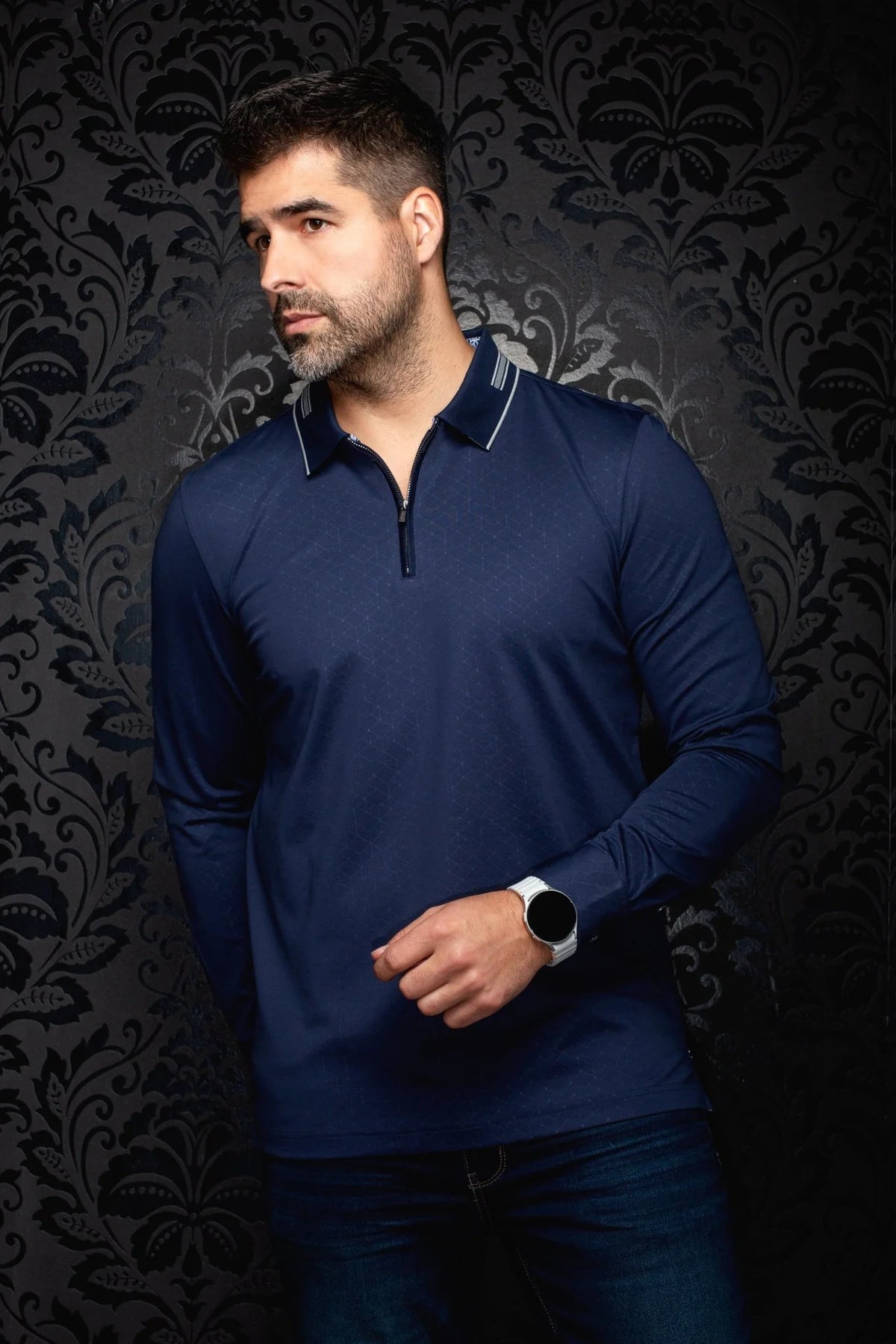 LONG-SLEEVE POLO | AVENOR, Navy