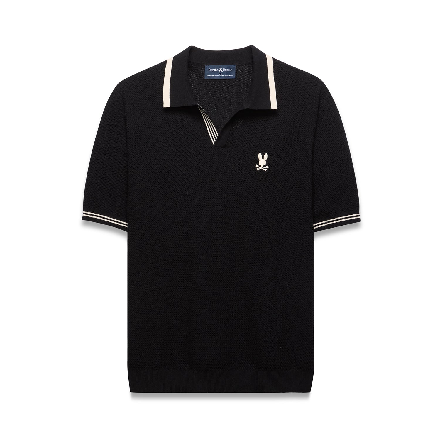Mens Innis Johnny Collar Polo - Black
