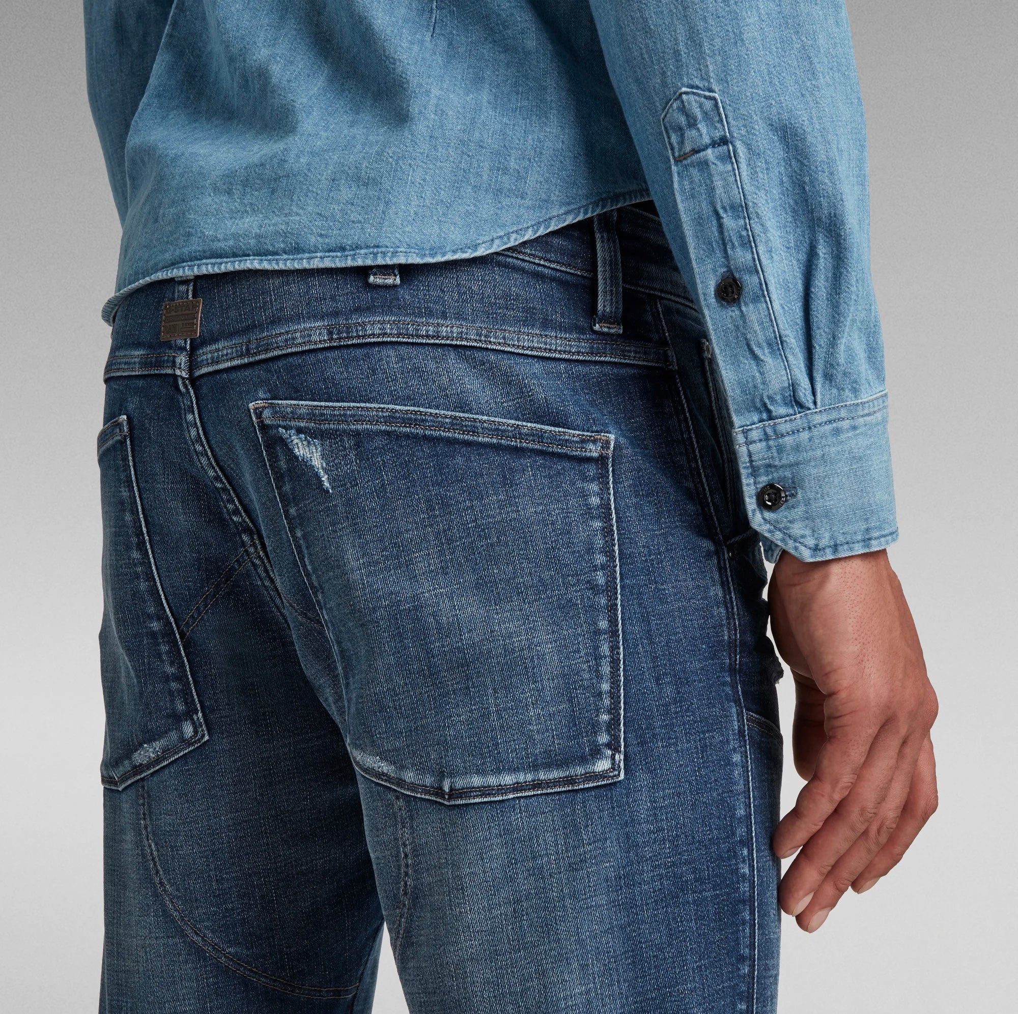 5620 3D Zip Knee Skinny  Elwood Superstretch Faded Ripped Baltic Sea