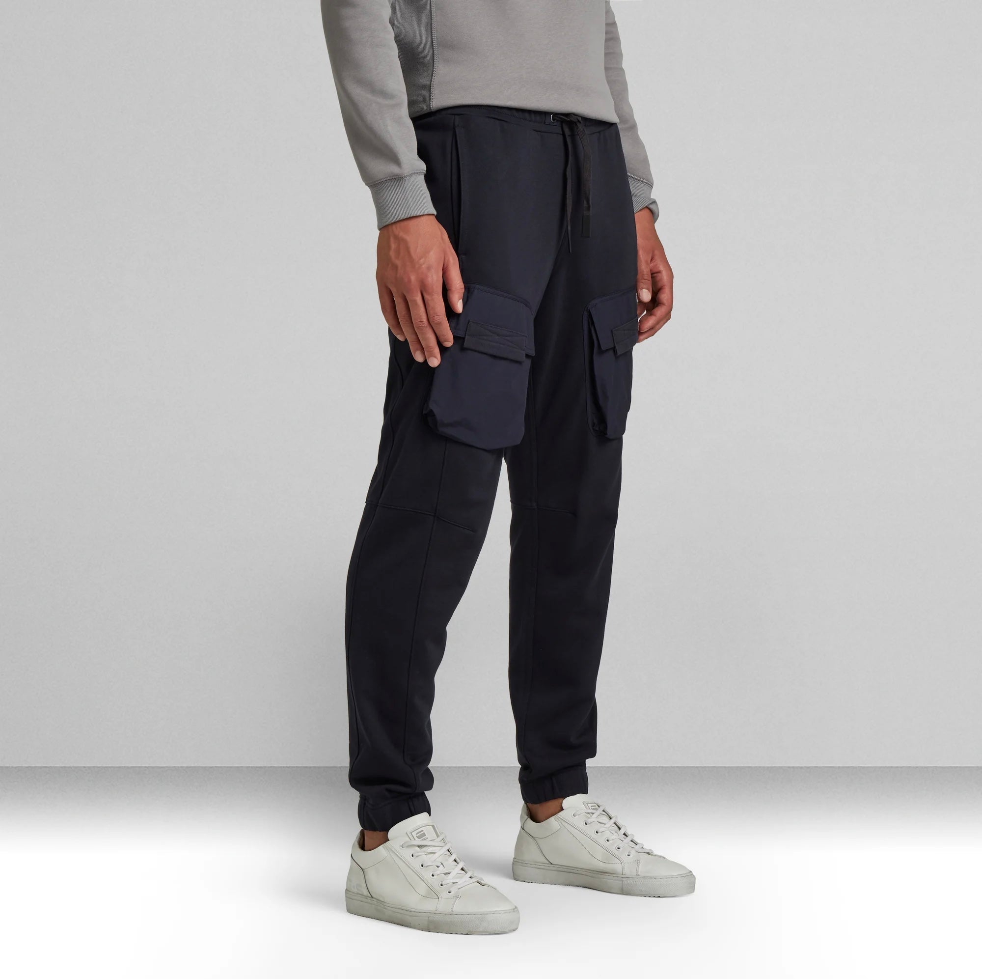 Mixed Woven Cargo Sweatpants Mazarine Blue Organic Cotton