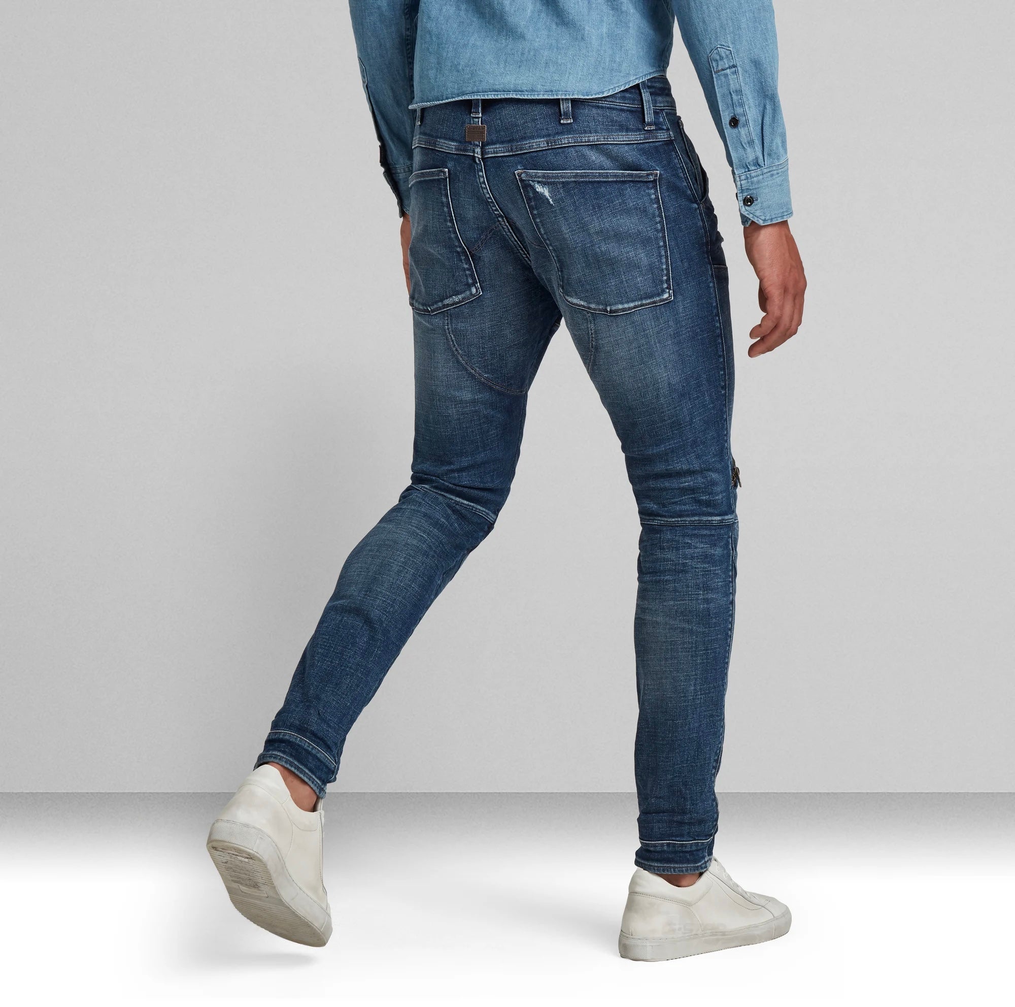 5620 3D Zip Knee Skinny  Elwood Superstretch Faded Ripped Baltic Sea