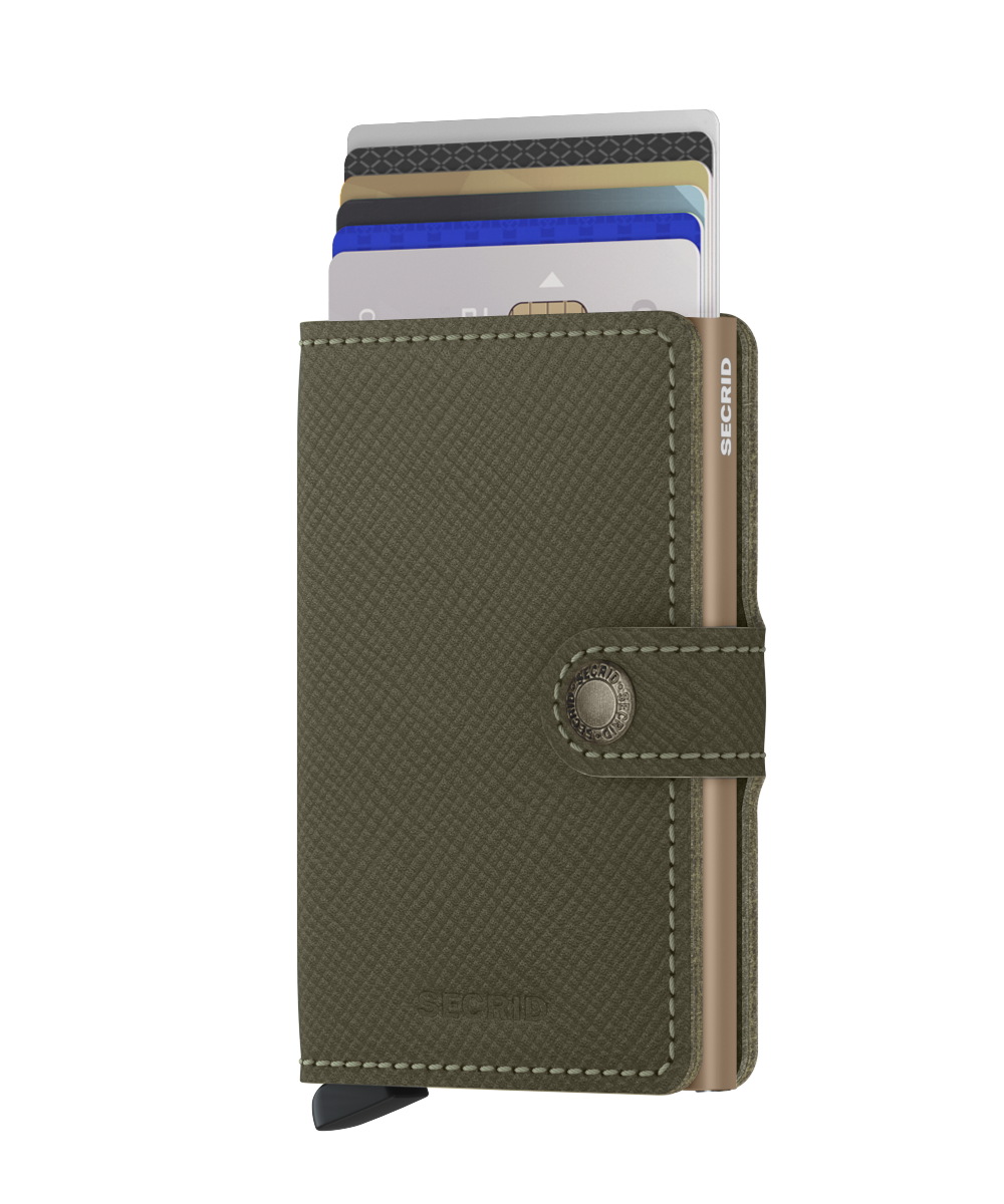 Miniwallet Saffiano Olive Green RFID Secure